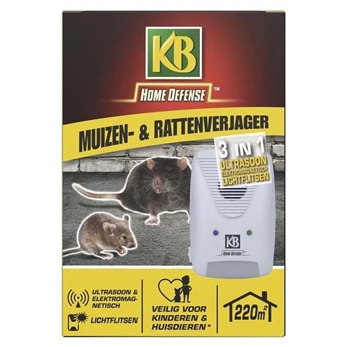 KB Muizenverjager En Rattenverjager 3-in-1 220m² 3 KB Muizenverjager En Rattenverjager 3-in-1 220m²