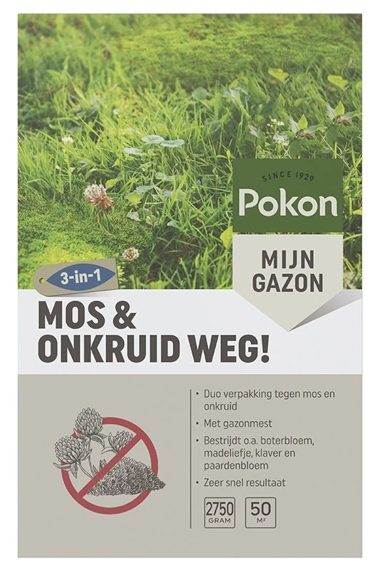 Pokon Mos En Onkruid Weg! 3-in-1 Voor 50m² 3 Pokon Mos En Onkruid Weg! 3-in-1 Voor 50m²